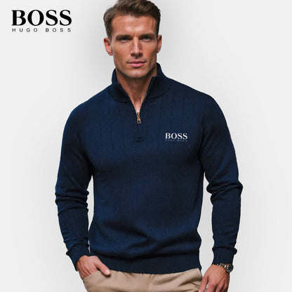 Boss Premium Pull à Col Zippé pour Homme